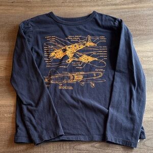 GAP Dark Blue Kids Airplane Diagram Long Sleeve Tee